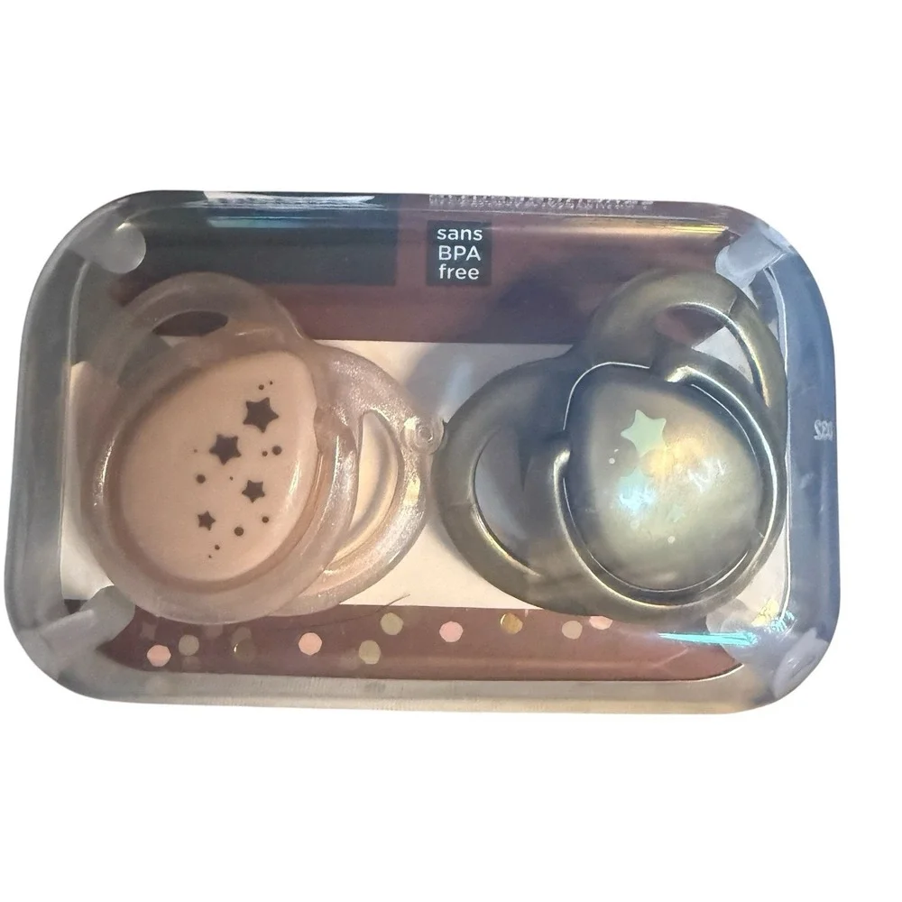 Tommee Tippee Morning Skies Orthodontic Pacifiers Lot Of 4 Blush Bronze 0-6M